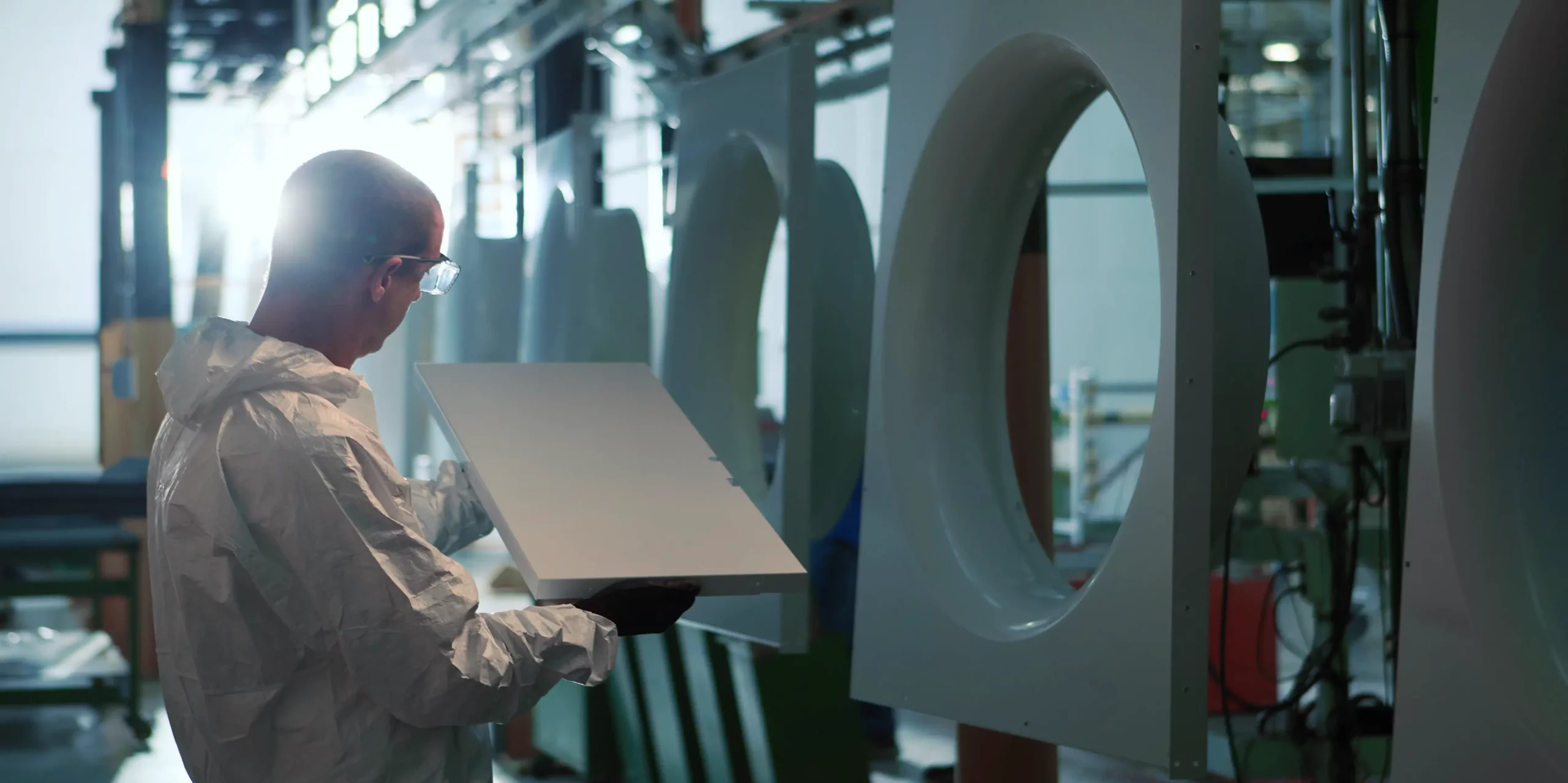 operatore che controlla un componente macchina